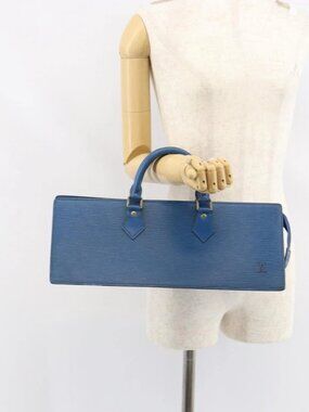 LOUIS VUITTON Epi Sac Triangle Hand Bag Blue M52095 LV Auth 164160